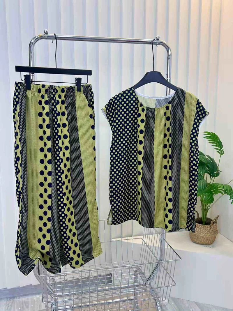 套装款2025新款棉绸夏季人造棉外出居家套头亲肤透气妈妈装