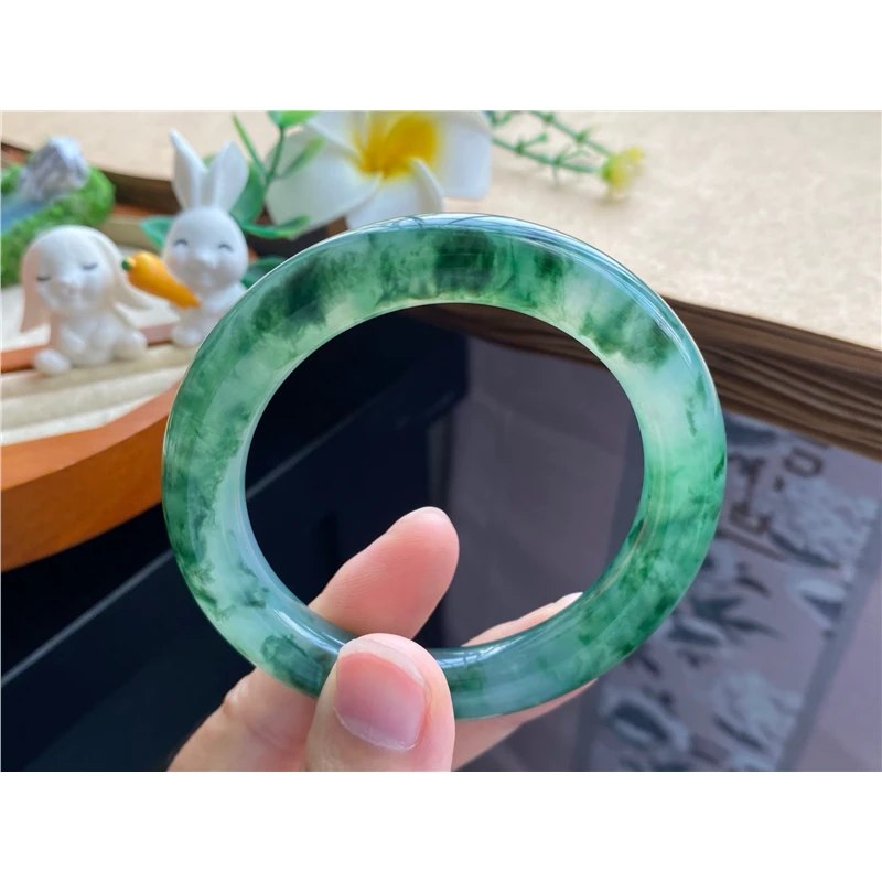 11.18批10779号手镯！54-10.3 深翠绿飘花圆条！绿野仙踪！