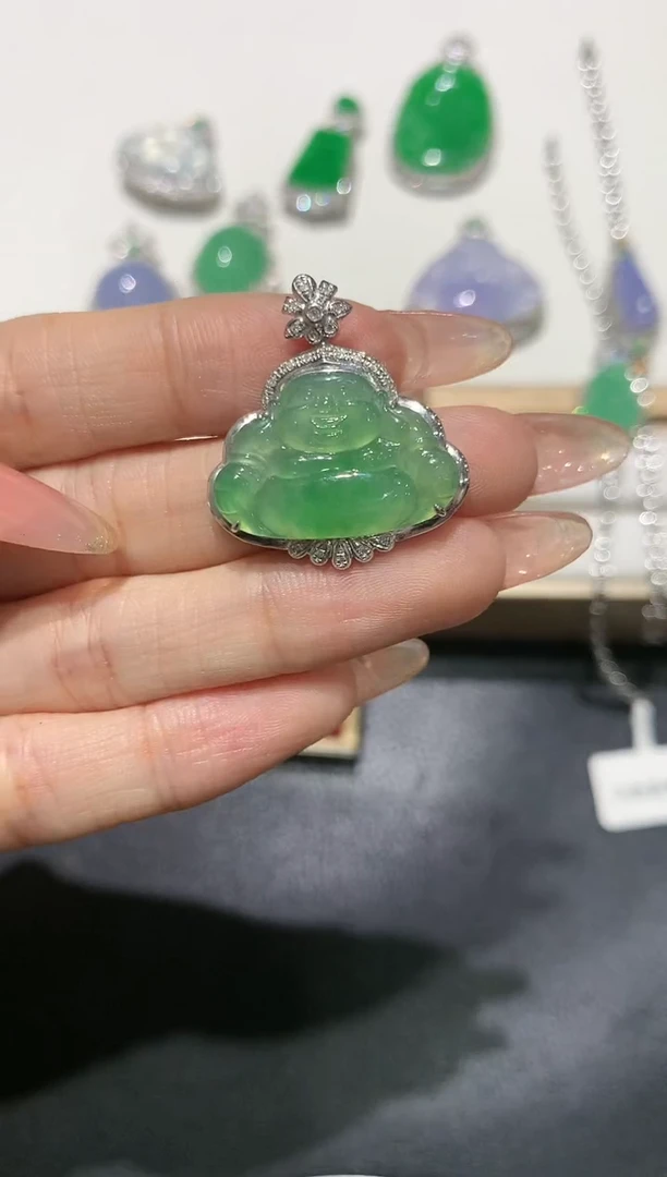 【闪购商品】翡翠吊坠(不含链)18K金镶嵌团购3