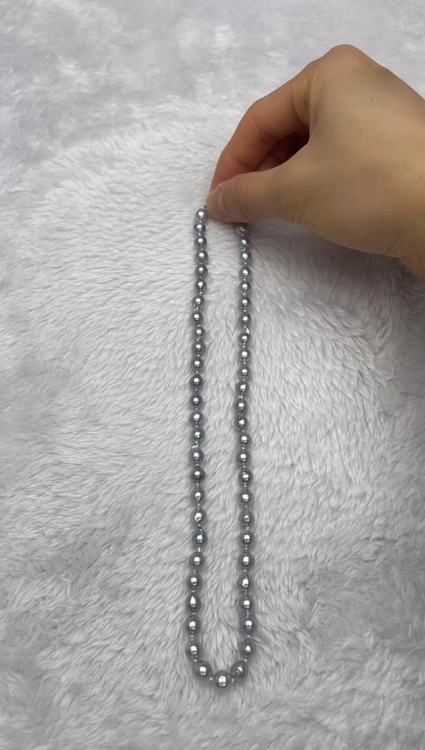 项链银S925镶嵌海水珍珠AK真多麻6.5-7mm