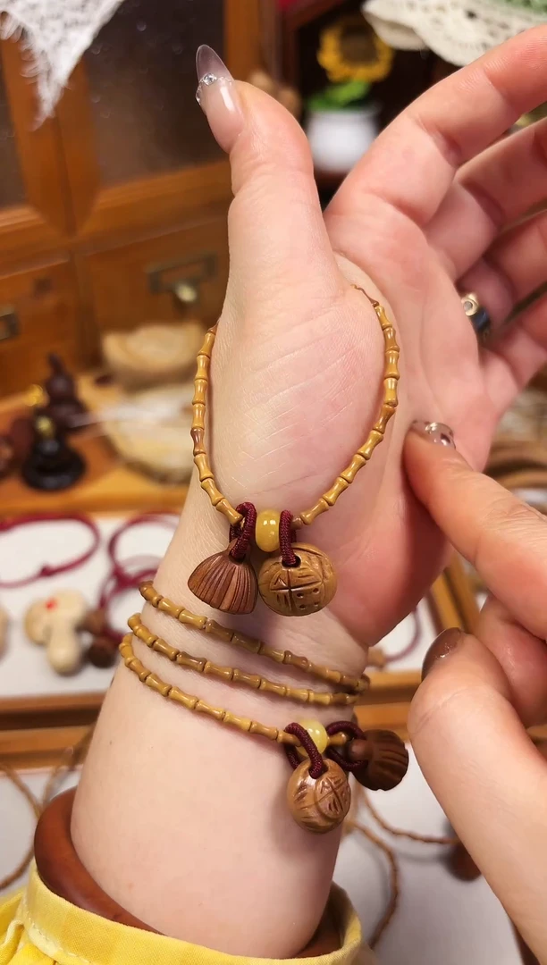 手串桃核竹节手串  福运连连  福字加莲蓬 备注手围
