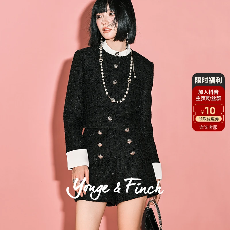 Yonge&Finch/扬芬缇2025秋季静奢小香风短款外套短裤套装 SAMATAY