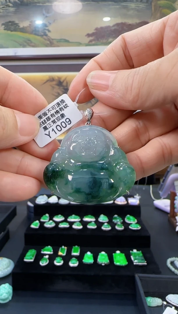 颈饰18K金镶嵌翡翠Y1009佛公
