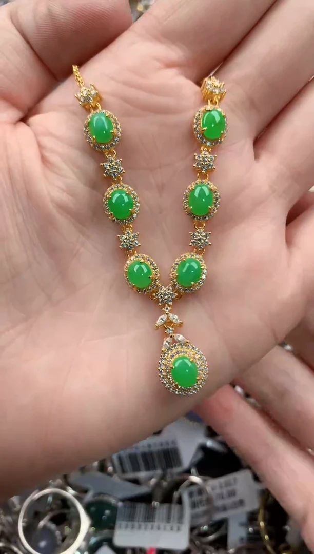 银S925镶嵌戒指翡翠5555     7