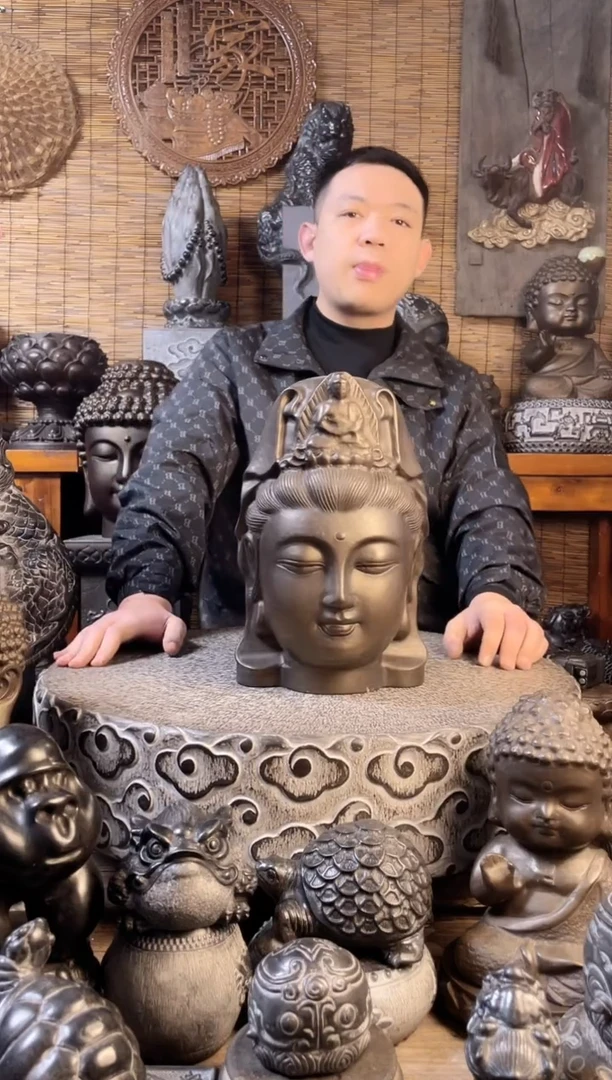 【闪购商品】30观音佛头天然青石雕刻