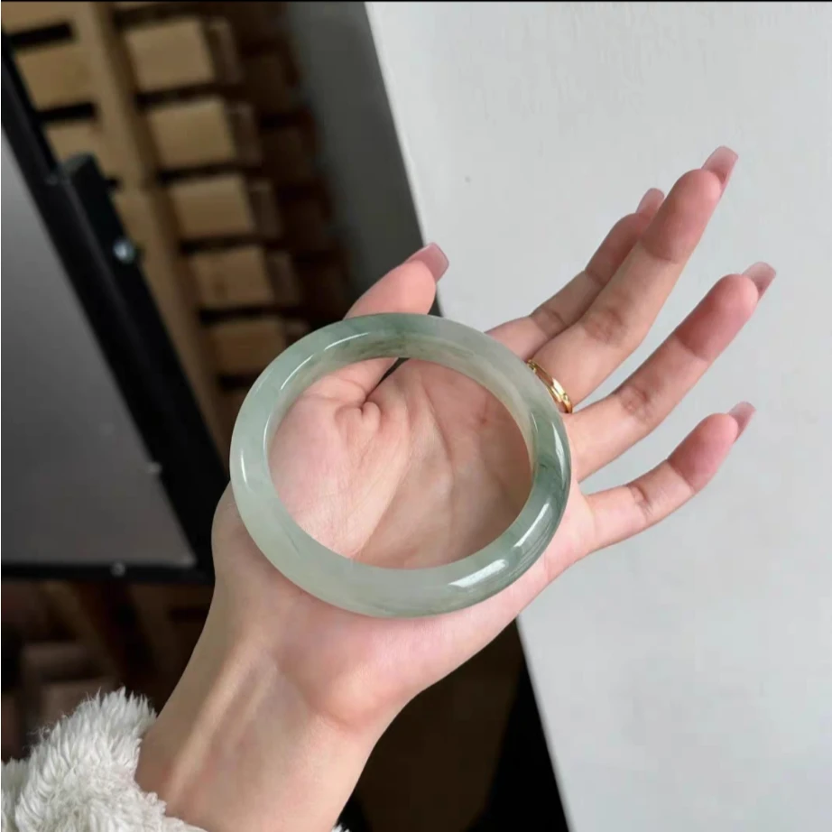 纯天然新疆天山翠玉飘花正品百搭女时尚古风正圈