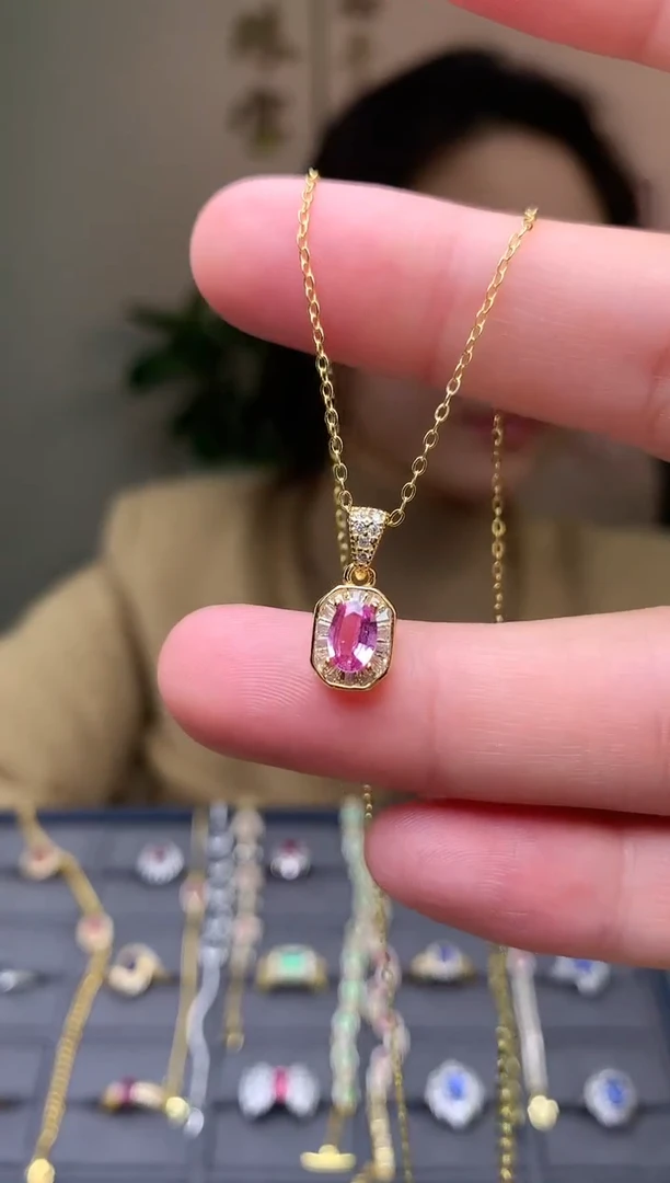 颈饰蓝宝石银S925镶嵌吊坠