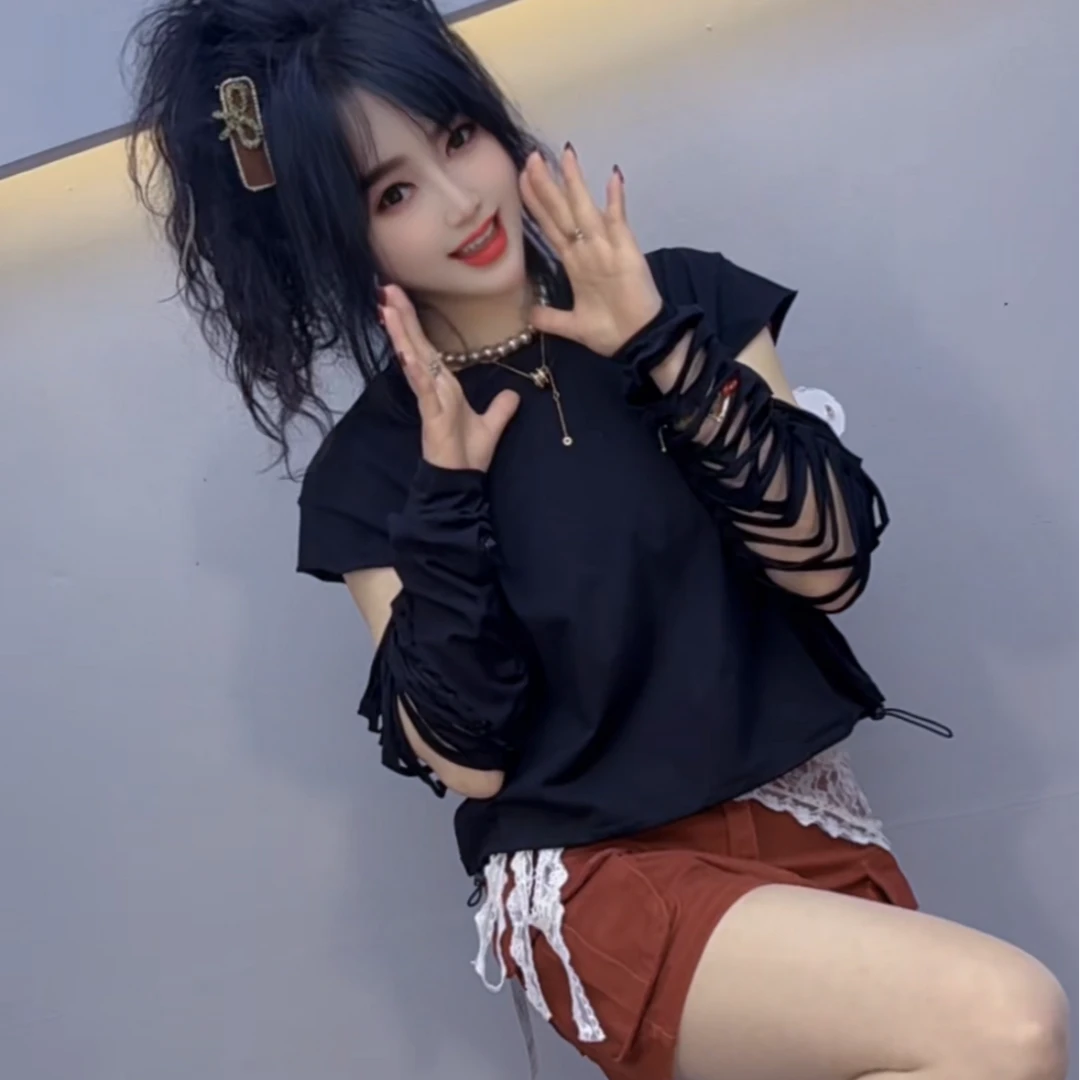 美式小众设计款镂空系长袖上衣