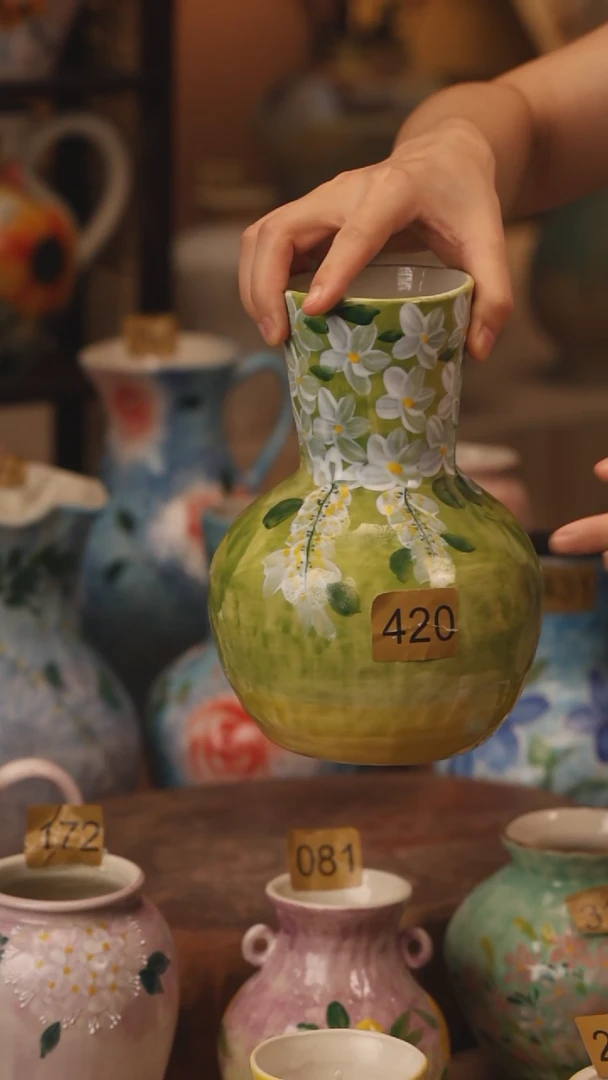 陶瓷420景德镇设计师手作花器摆件侘寂风