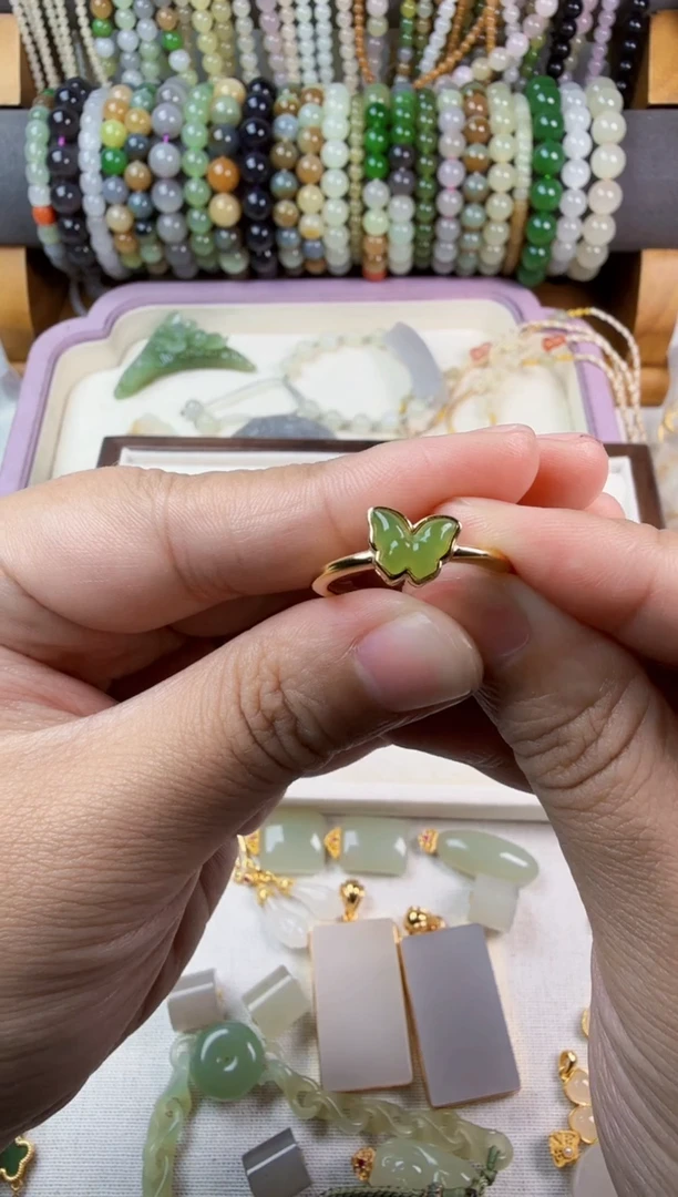 银S925镶嵌戒指和田玉@**焕戒指