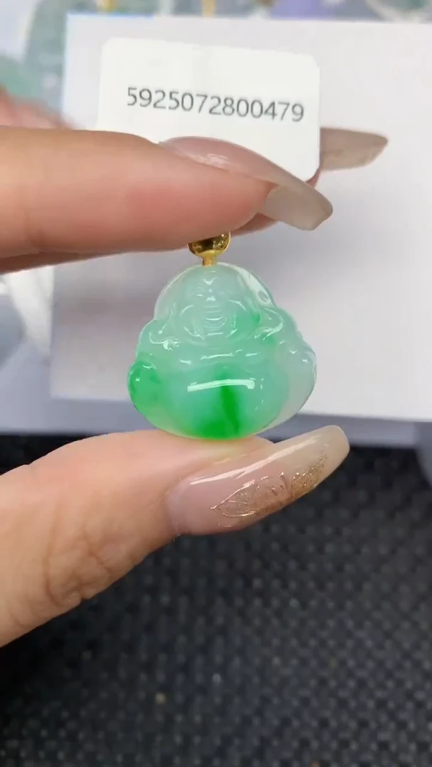 颈饰18K金镶嵌翡翠天然缅甸翡翠a货百元以上9元证书费自理