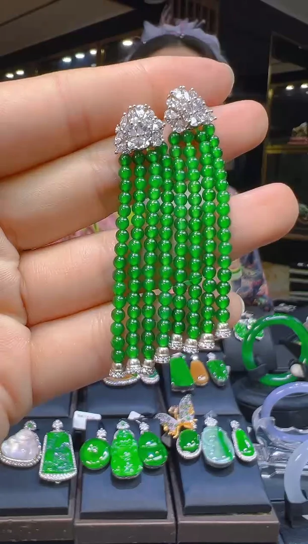 银S925镶嵌翡翠耳饰067(多样性发货发其一)