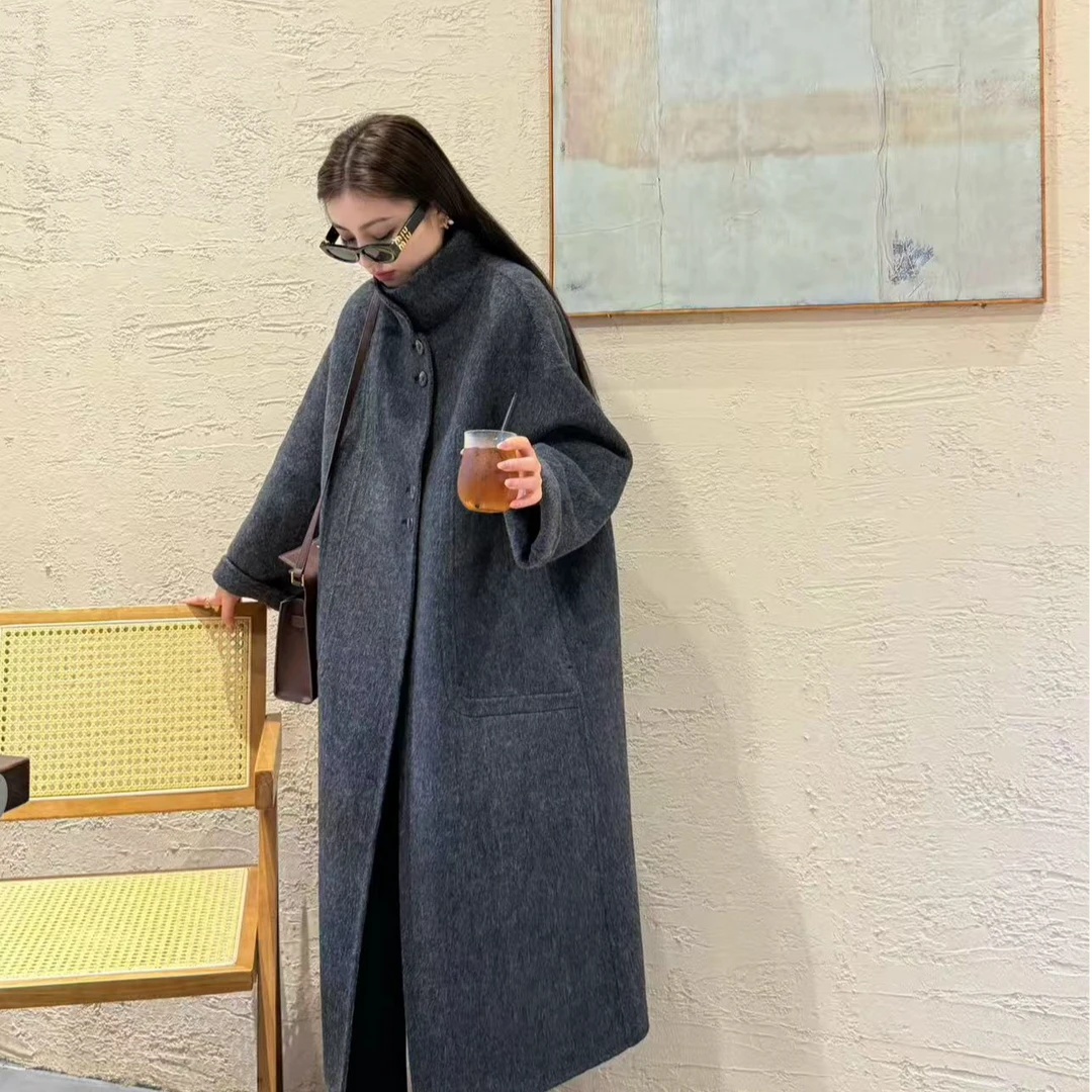 【Caya】5522韩版尚高领显瘦气质柔软经典长款过膝羊毛大衣