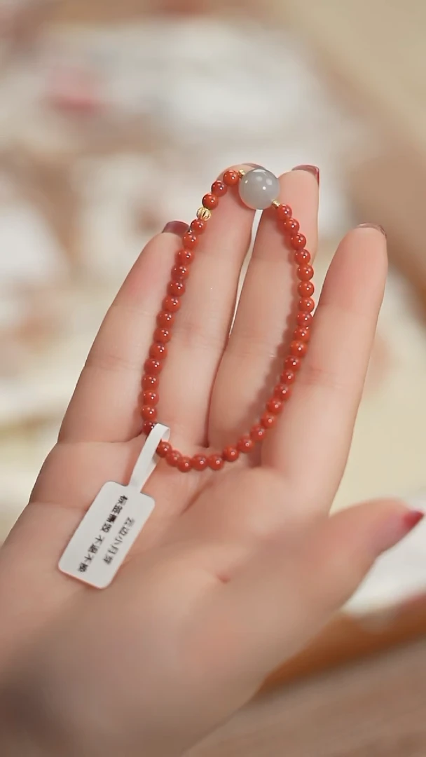 【闪购商品】南红玛瑙手串未镶嵌【海边】南红玛瑙 烟紫顶珠手串