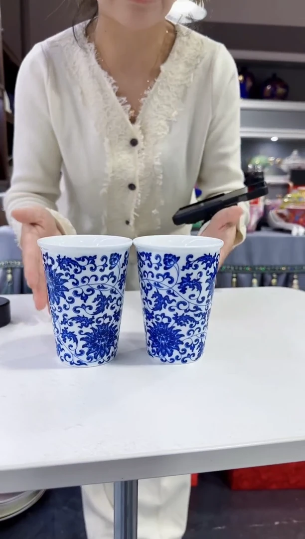 珐琅杯子2只装景德镇陶瓷