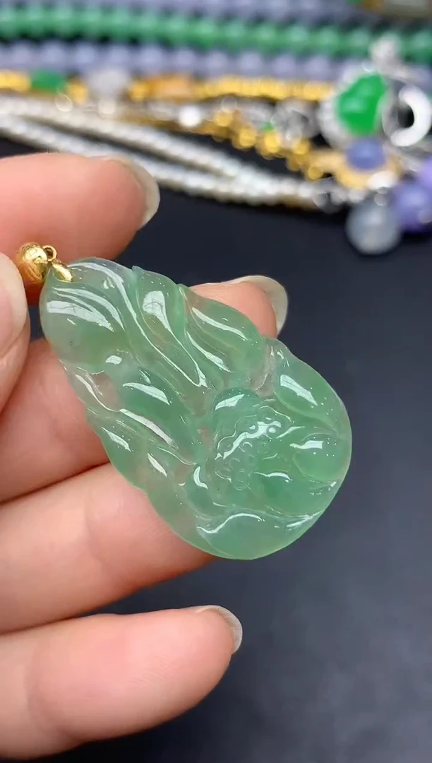 颈饰18K金镶嵌翡翠153-雪姐翡翠天天见