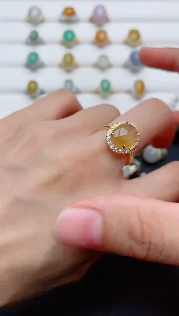 银S925镶嵌戒指翡翠1