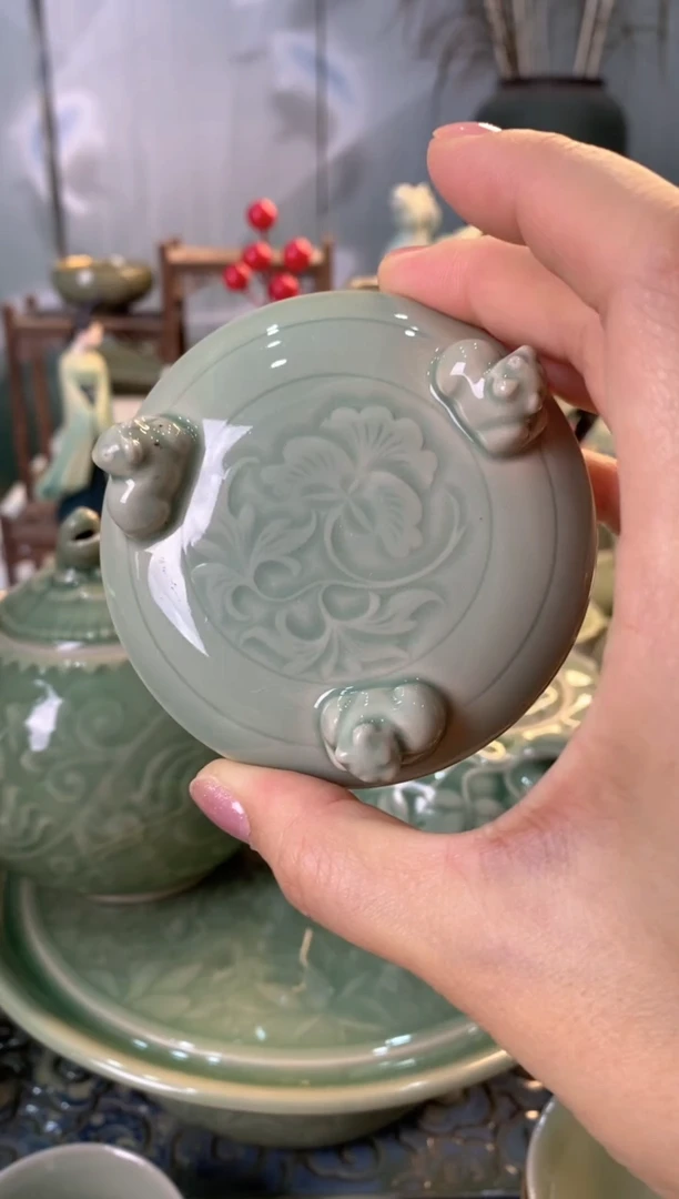 耀州窑微瑕 小熊盖子 一个 XG001