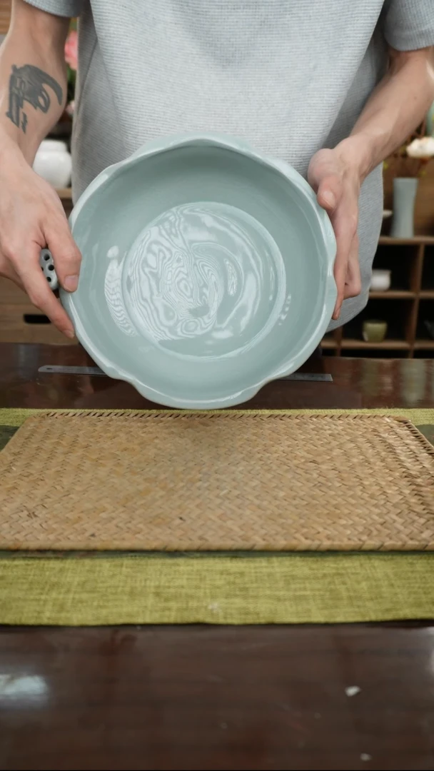 陶瓷一件包邮荷叶绽放茶洗B-20
