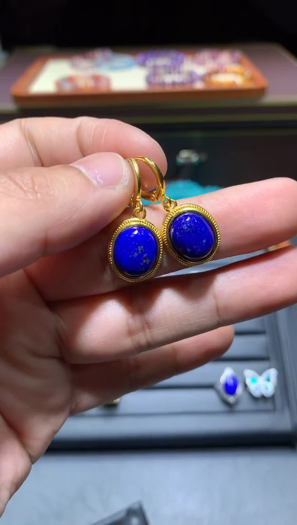 【闪购商品】青金石耳饰未镶嵌F68多样性发货只发一件