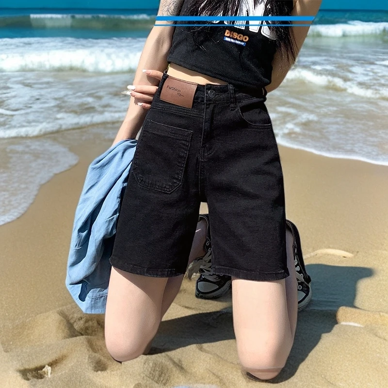 牛仔短裤女2025夏季新款韩版宽松直筒显瘦百搭复古港味五分中裤潮