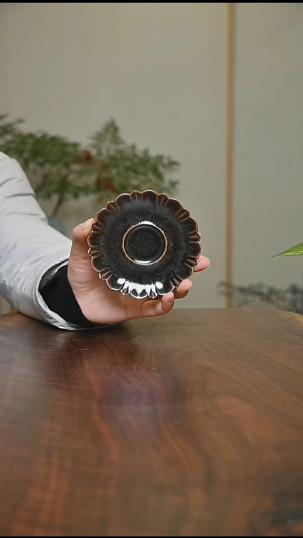 盏托 矿石釉 微瑕 无款