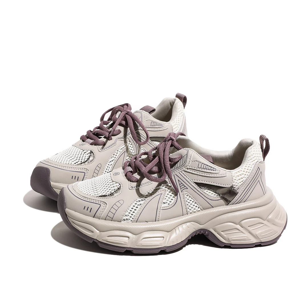 shougu/首谷单网透气厚底老爹鞋女2025新款增高显脚小百搭运动鞋