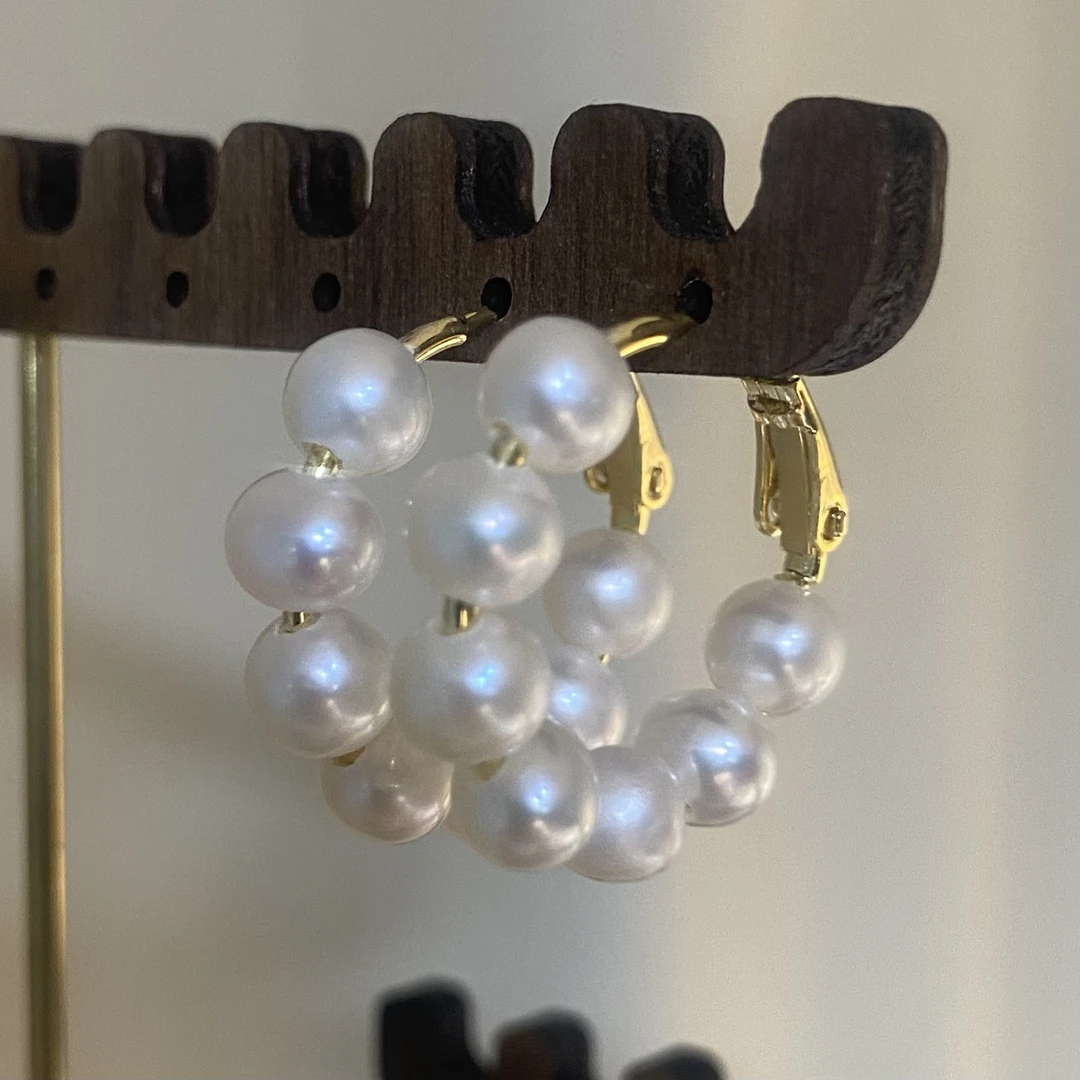 法式百搭简约时尚OL日韩复古淡水珍珠耳扣耳圈