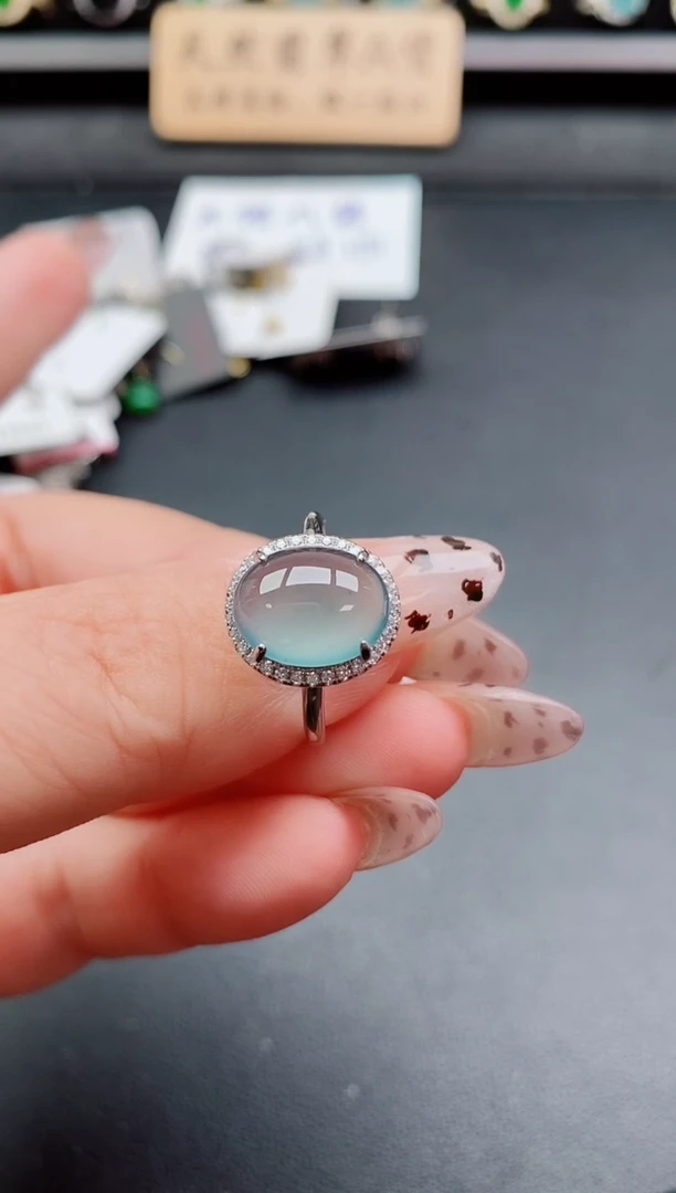 银S925镶嵌戒指翡翠1