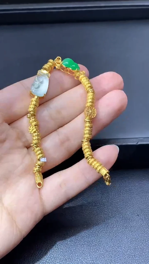18K金镶嵌手链翡翠633-中国好珍宝