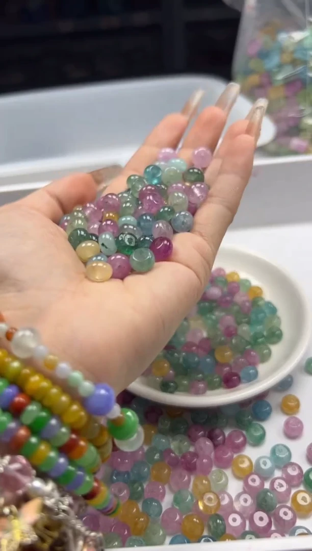 未镶嵌颈饰碧玺w2894彩虹碧玺算盘8*4mm*30颗