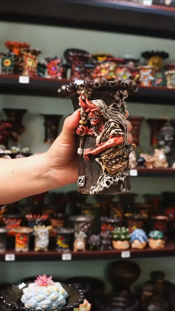 【闪购商品】陶瓷泰国手工花盆摆件   一物一拍 0012