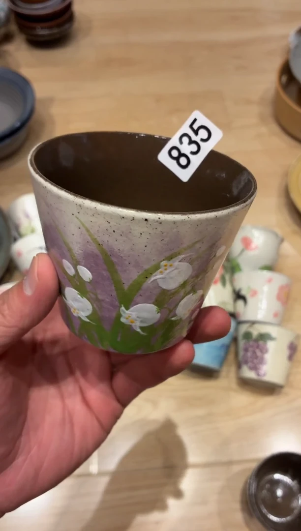 瓷片A****a835 手绘紫色手握杯1个