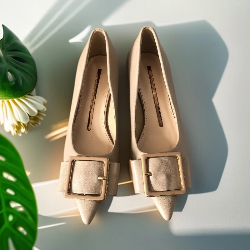 198 9 小香风休闲尖头单鞋浅口低跟鞋细跟