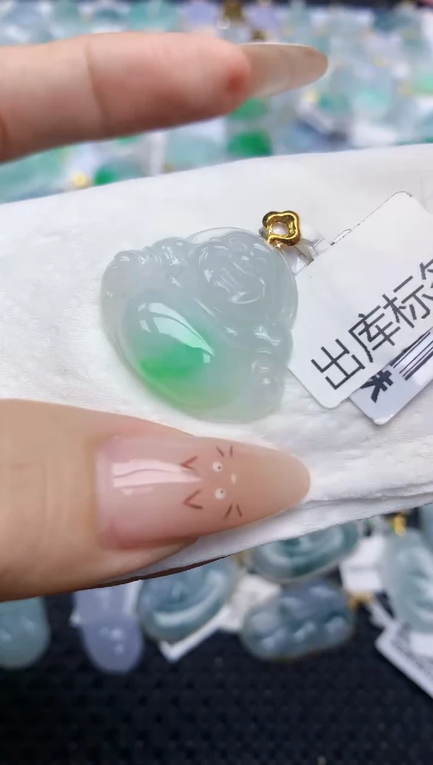 翡翠18K金镶嵌颈饰463   天然翡翠A货