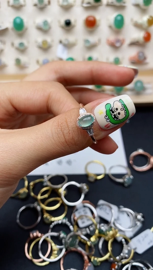 【闪购商品】翡翠戒指银S925镶嵌缅甸翡翠