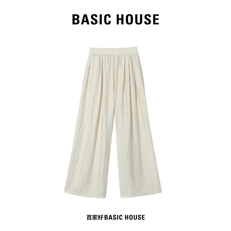 Basic House/百家好2024新款休闲高腰百搭设计师款休闲裤JDXX
