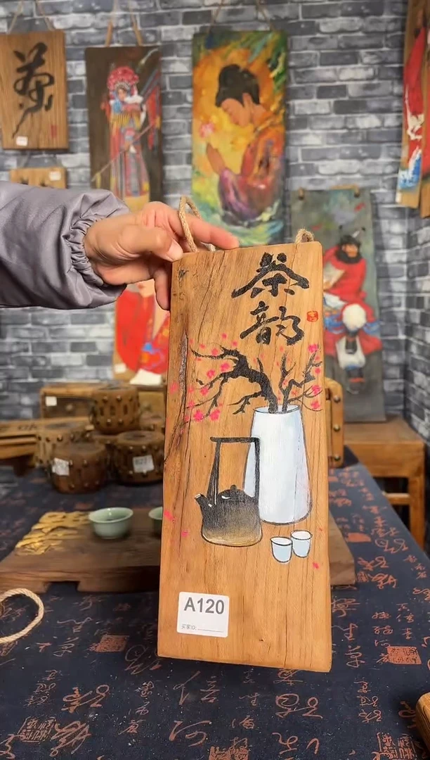 风化老门板丙烯画