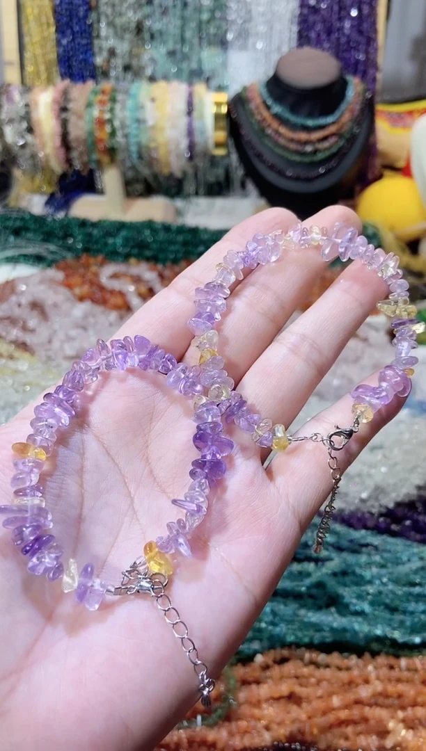 未镶嵌珠宝半成品水晶紫黄晶手链