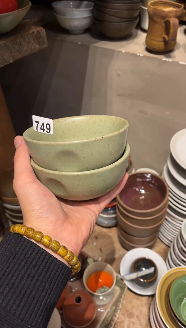 【闪购商品】瓷片749，2只绿影窝口小碗