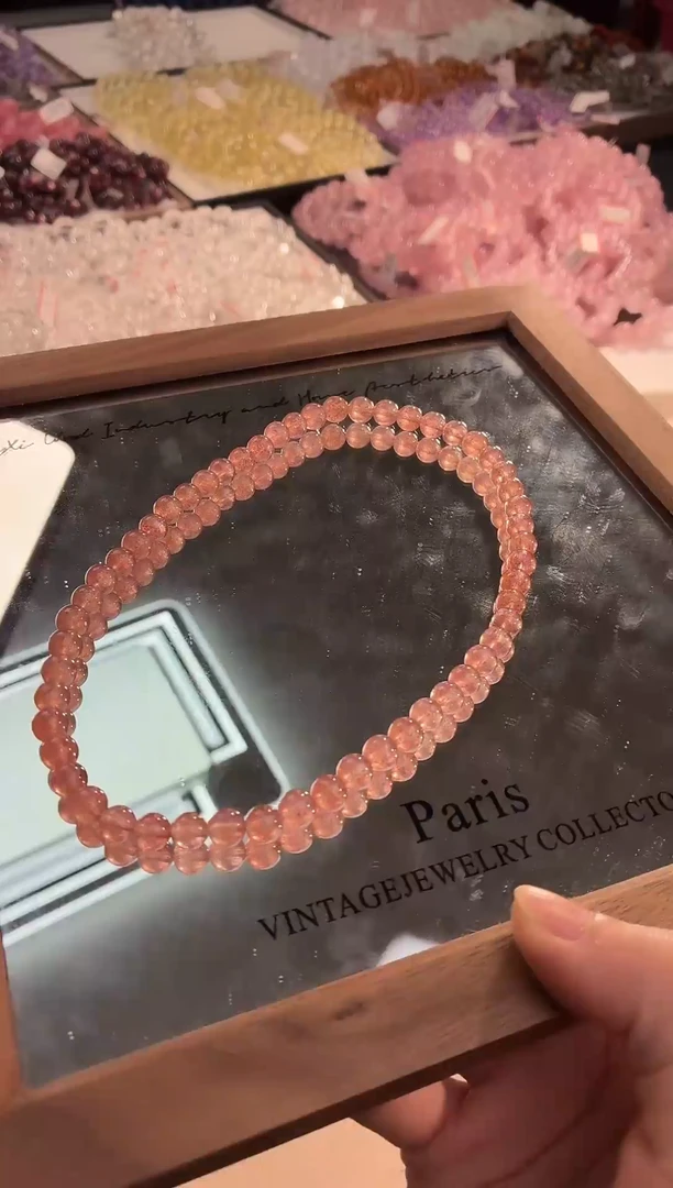 未镶嵌手串水晶天然草莓晶双圈手串（多样性发一）