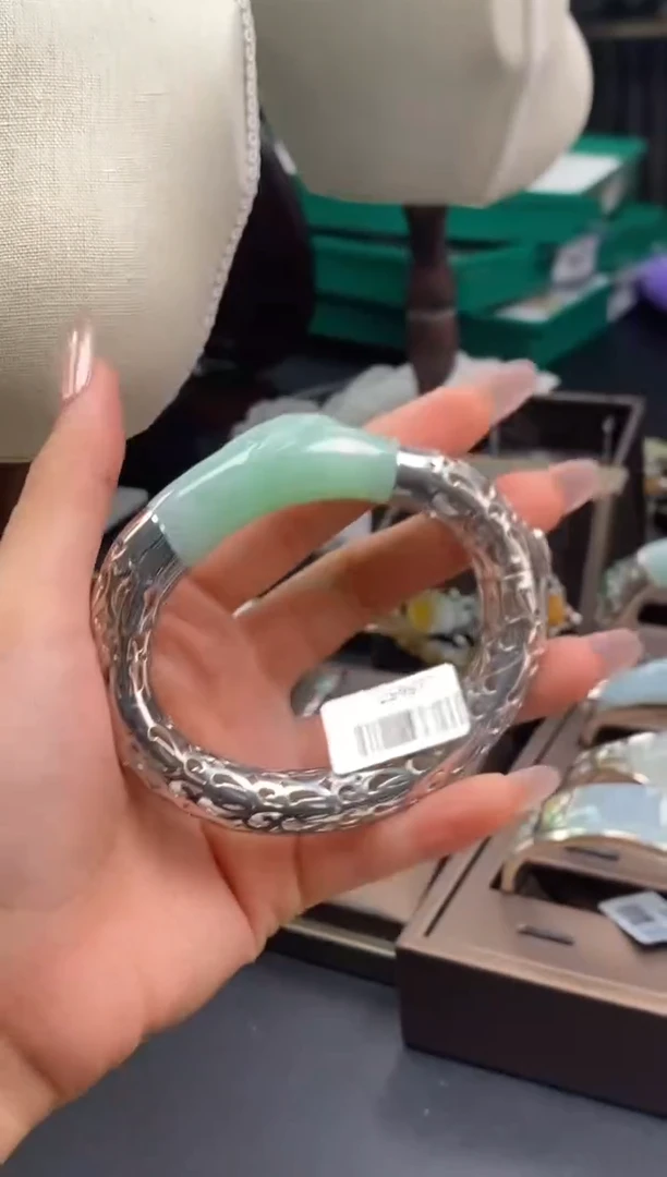 颈饰银S925镶嵌翡翠15657  61圈