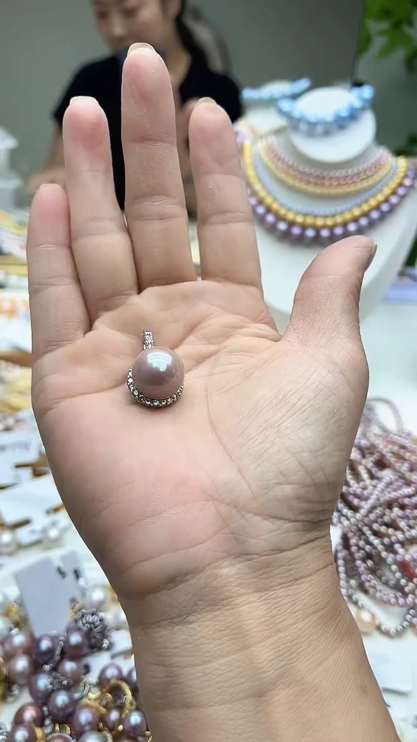 未镶嵌吊坠淡水珍珠紫色系太阳花吊坠