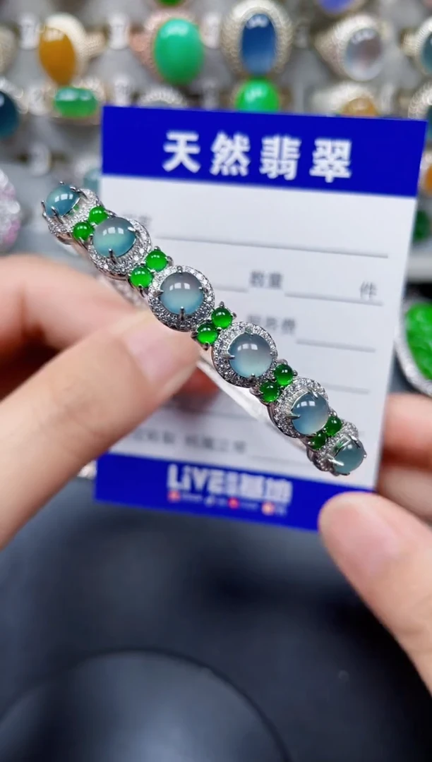 银S925镶嵌手镯翡翠130