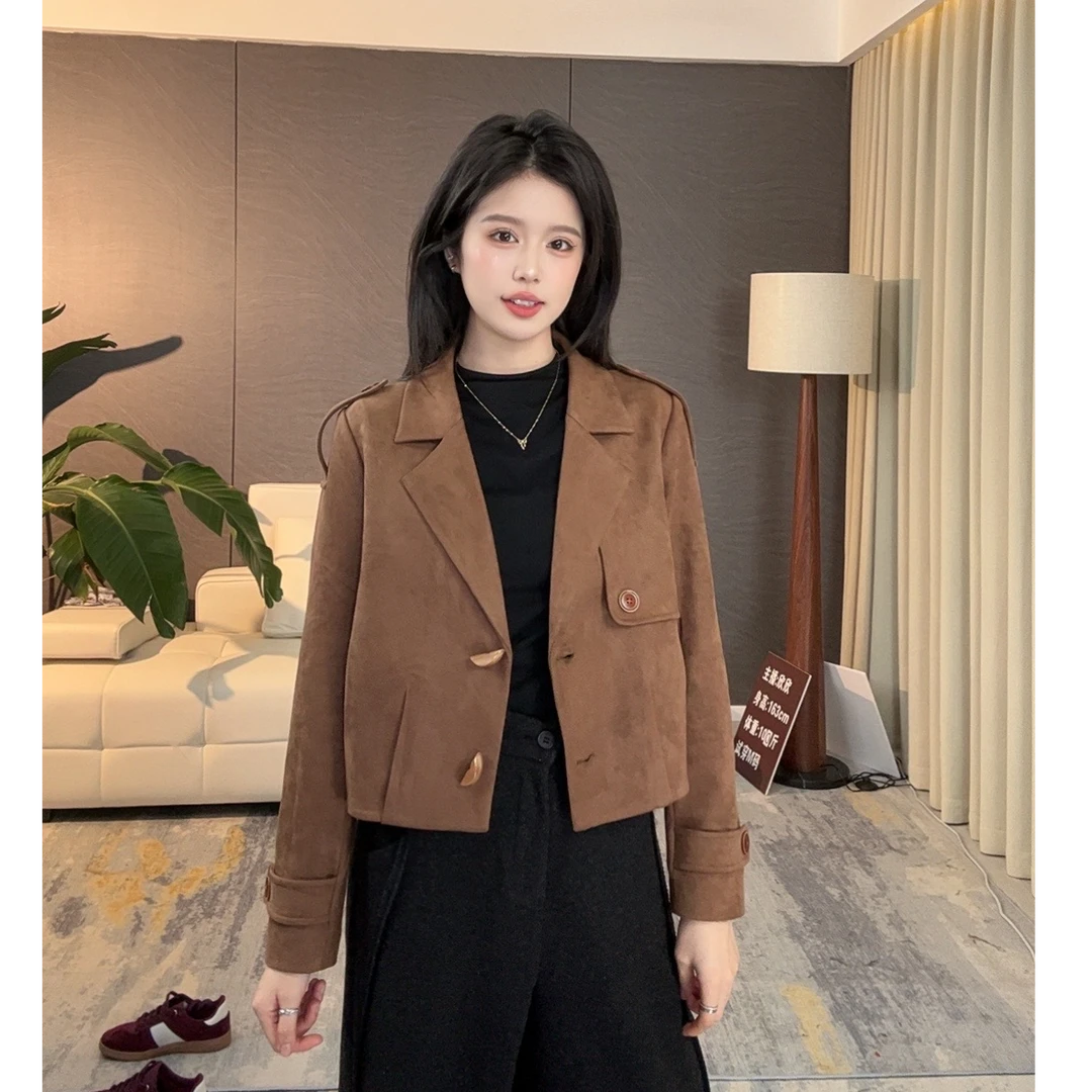 【蔡小姐】秋季极简风女宽松型常规款短外套小个子女装显瘦