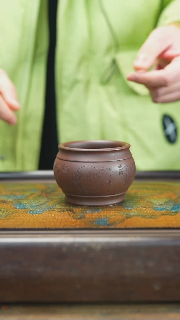【闪购商品】紫砂茶杯2.23   紫泥   五牛主人杯