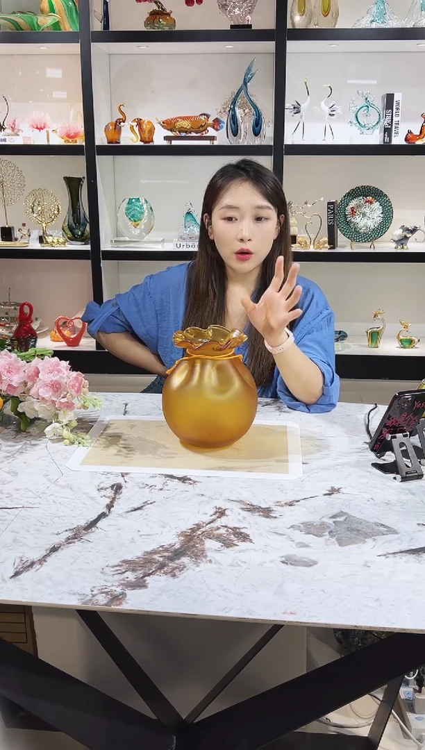 琉璃琥珀金钱袋花瓶