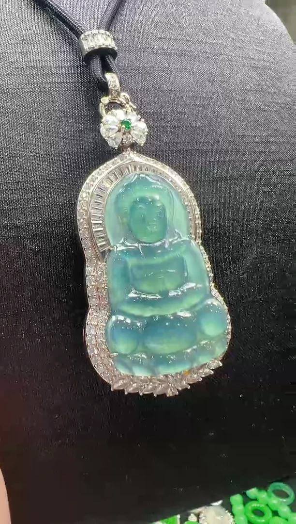 吊坠(不含链)银S925镶嵌翡翠天然A货翡翠多样性发一