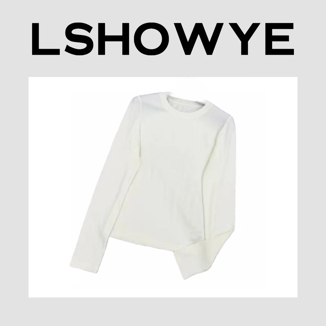 LSHOWYE｜刺绣字母圆领长袖上衣 f7956
