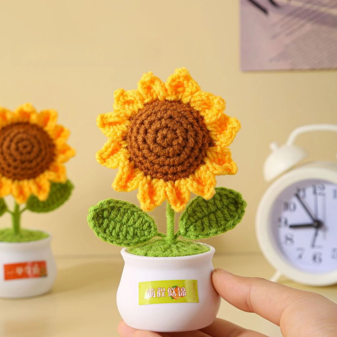 新款成品毕业季向日葵盆栽编织送礼闺蜜老师朋友室内装饰花束礼物